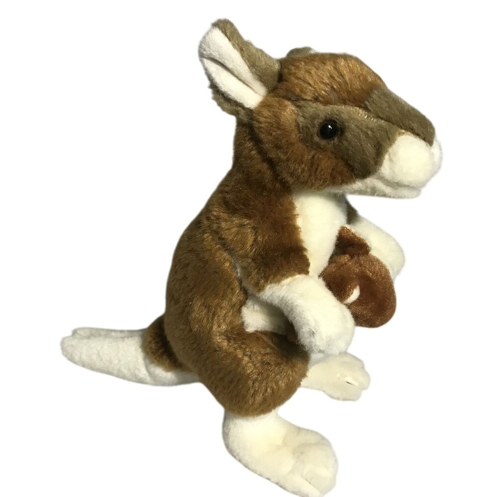 1986 WWF Kangaroo Plush with Joey 9"  Brown White Stuffed Animal Realistic